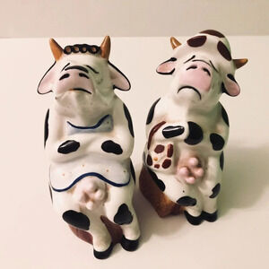 Brian Wood Studios Cheeky Devils Cow Figurines Ceramic Lot  of 2